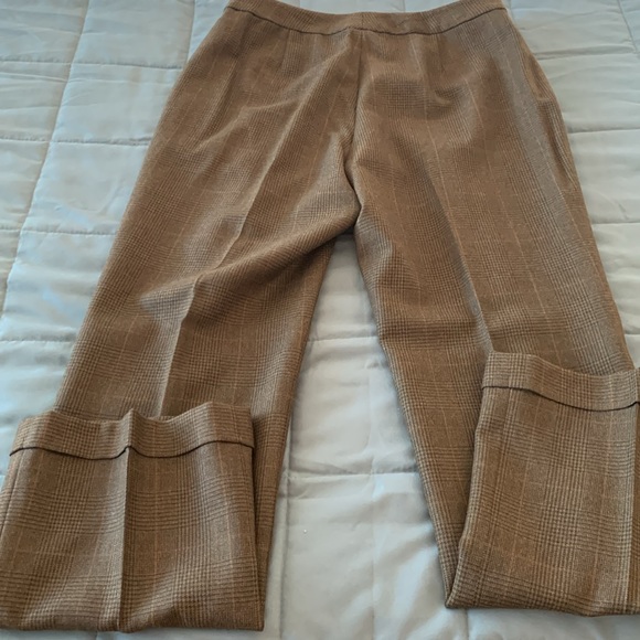 Lauren Ralph Lauren wool trousers pockets, pleats, cuffs army green plaid size 6 - Picture 5 of 6